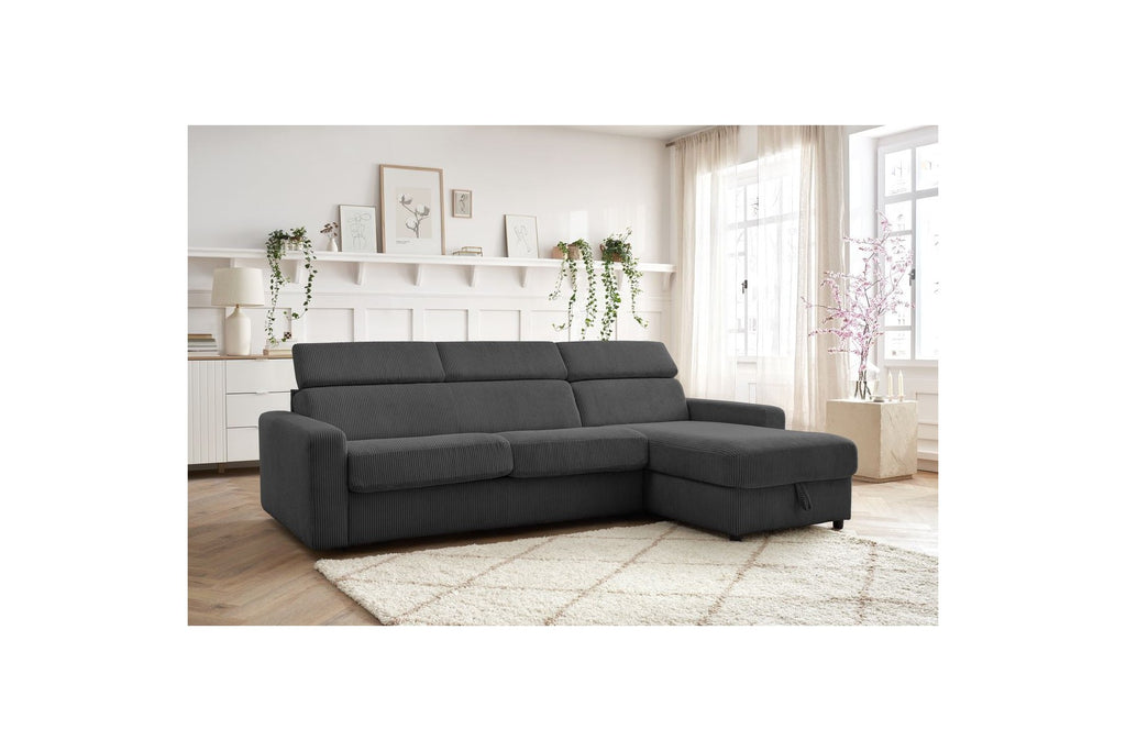 Sofá esquinero reversible convertible con arcón - 140x190 - Monaco - Pana