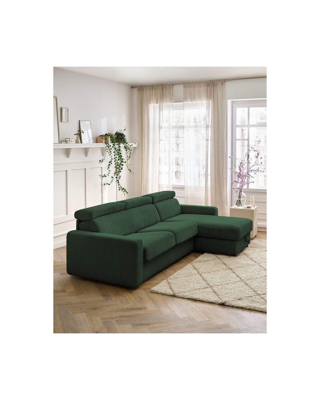 Sofá esquinero reversible convertible con arcón - 140x190 - Monaco - Pana