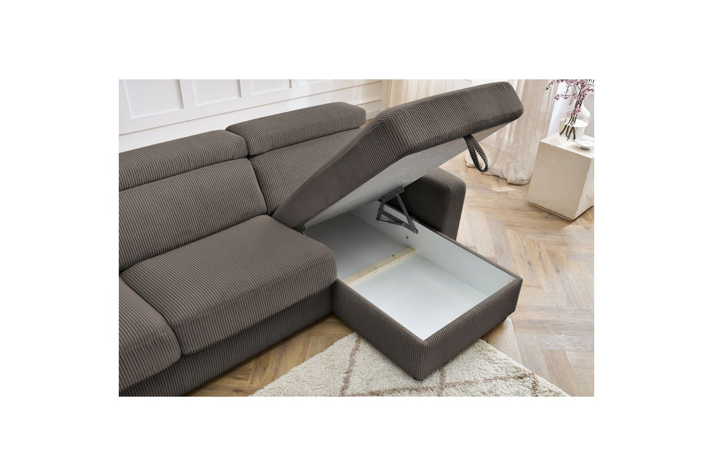 Sofá esquinero reversible convertible con arcón - 140x190 - Monaco - Pana