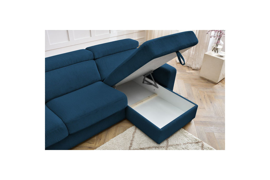 Sofá esquinero reversible convertible con arcón - 140x190 - Monaco - Pana