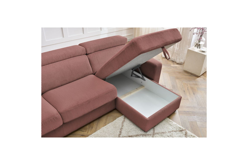 Sofá esquinero reversible convertible con arcón - 140x190 - Monaco - Pana