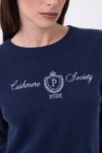 Pull Col Rond Brodé Monte Carlo - Bleu Marine - Femme