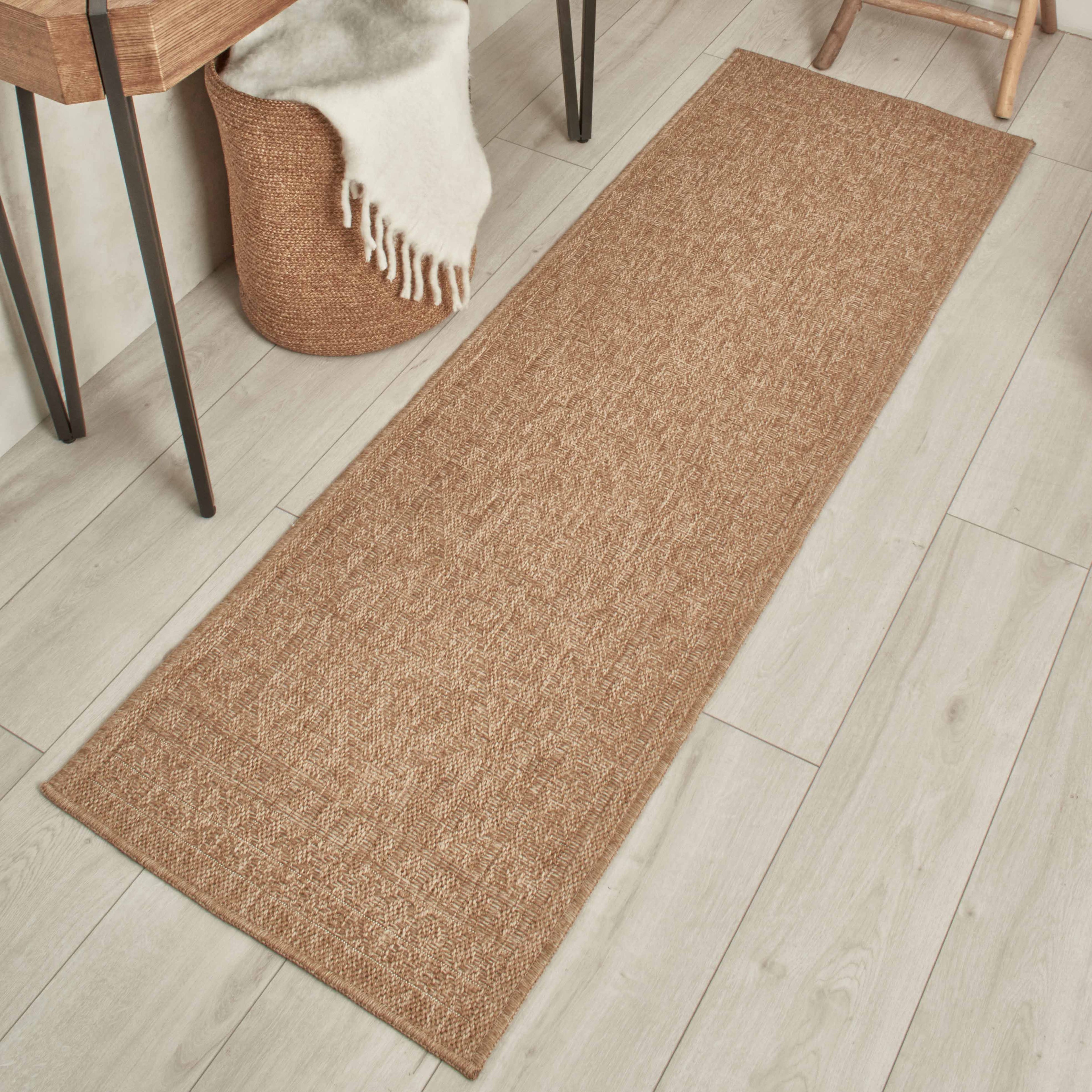 NATURE - Beige natural jute look rug with diamond patterns - NAT8729BEI NATURE