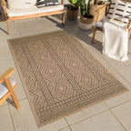 NATURE - Brown natural jute look rug with diamond patterns - NAT8729MAR NATURE