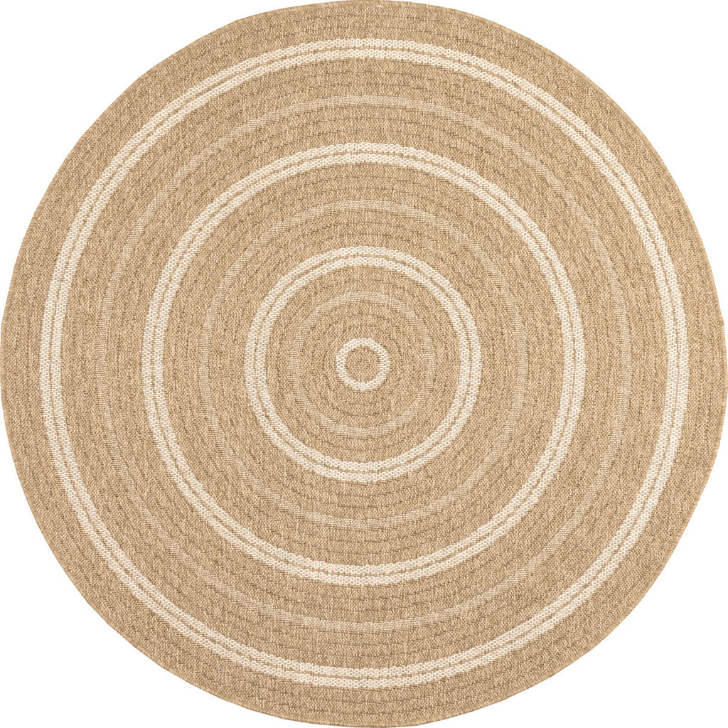 Alfombra efecto yute natural con motivos redondos blancos: NAT8863BLA - Nazar rugs