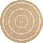 Alfombra efecto yute natural con motivos redondos blancos: NAT8863BLA - Nazar rugs