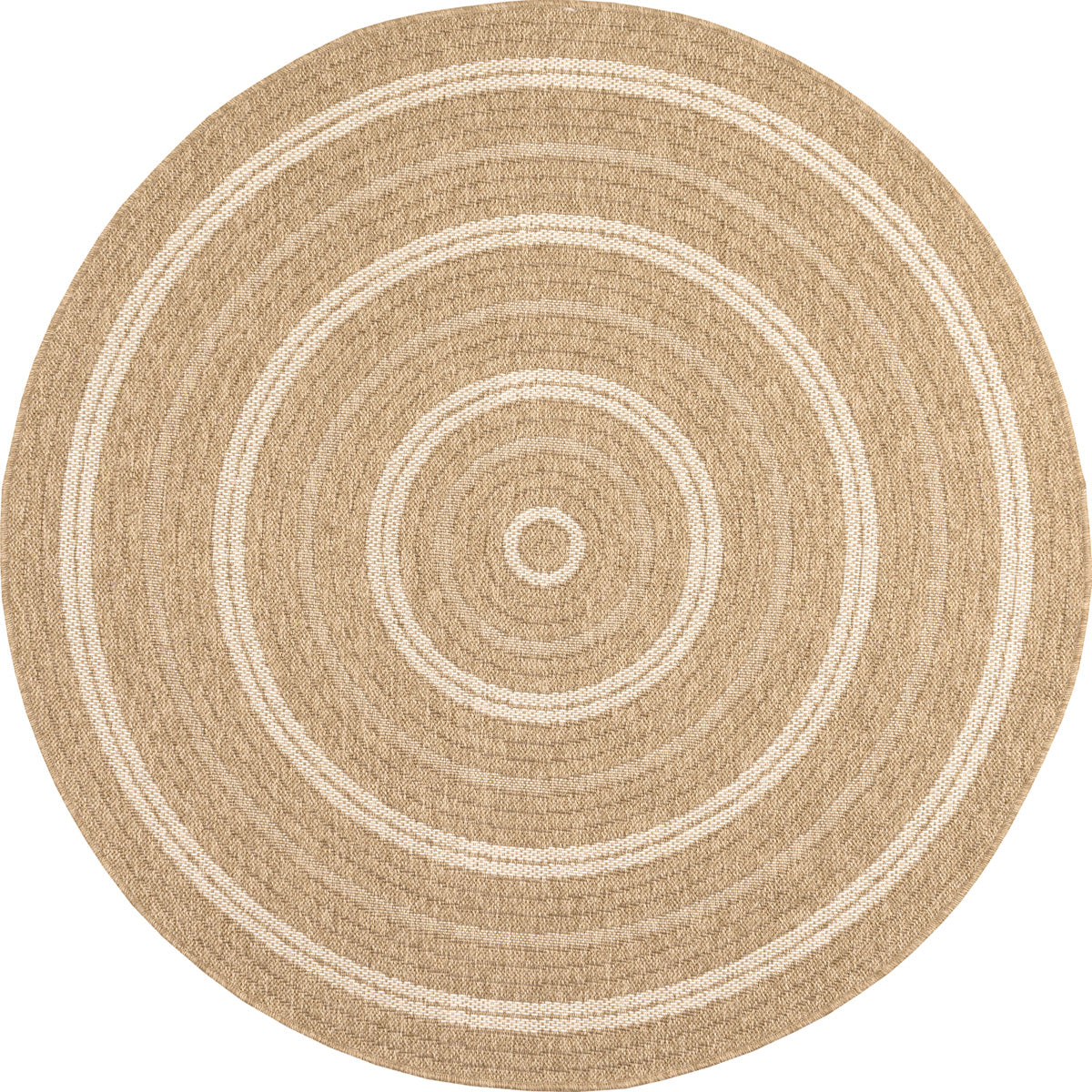 Alfombra efecto yute natural con motivos redondos blancos: NAT8863BLA - Nazar rugs