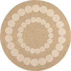Tapis effet toile de jute à motif  blanc géométrique rond : NAT8868BLA - Nazar rugs