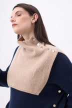 Cuello alto con botones Natacha - Beige crema - Mujer