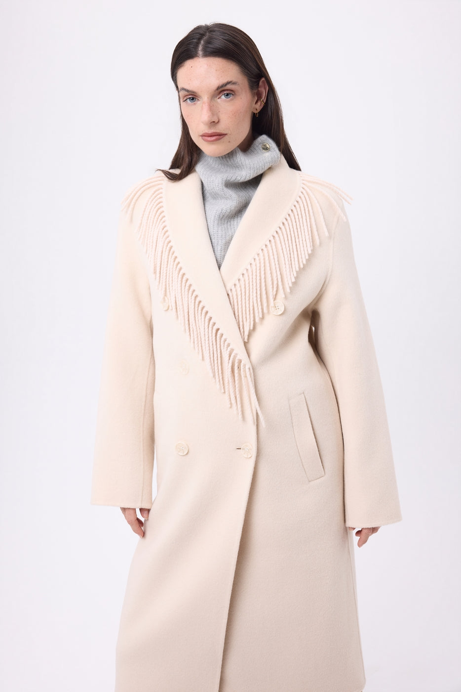 Cuello alto con botones Natacha - Gris claro - Mujer