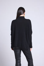 Pull Col Roule Coeur Poncho Naya - Noir Et Cœur Rouge - Femme