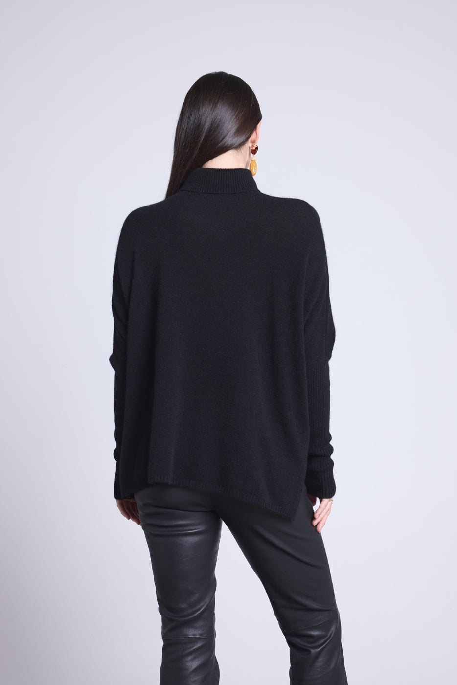 Pull Col Roule Coeur Poncho Naya - Noir Et Cœur Rouge - Femme