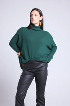 Jersey Cuello Vuelto Poncho Naya - Verde Botella - Mujer