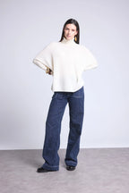 Jersey Cuello Vuelto Poncho Naya - Blanco - Mujer