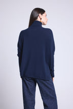 Pull Col Roule Poncho Naya - Bleu Marine - Femme