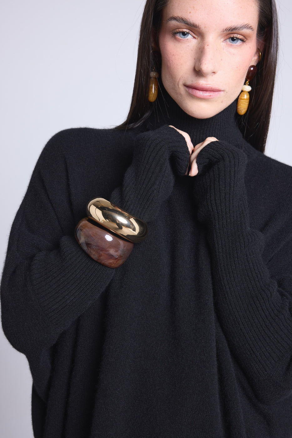 Pull Col Roule Poncho Naya - Noir - Femme