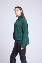Pull Col Roule Poncho Naya - Vert Bouteille - Femme
