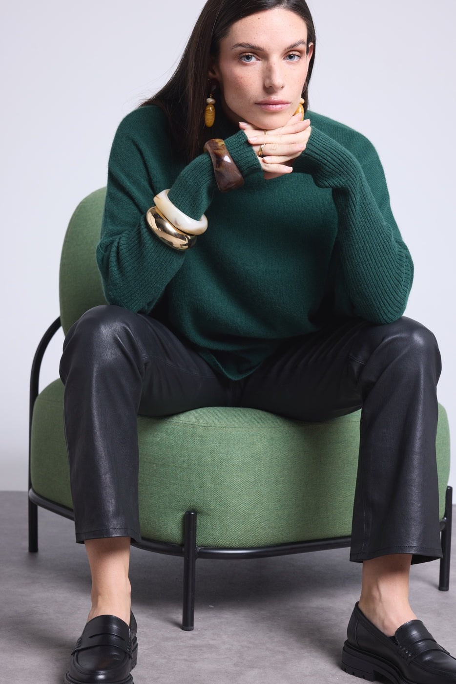 Jersey Cuello Vuelto Poncho Naya - Verde Botella - Mujer