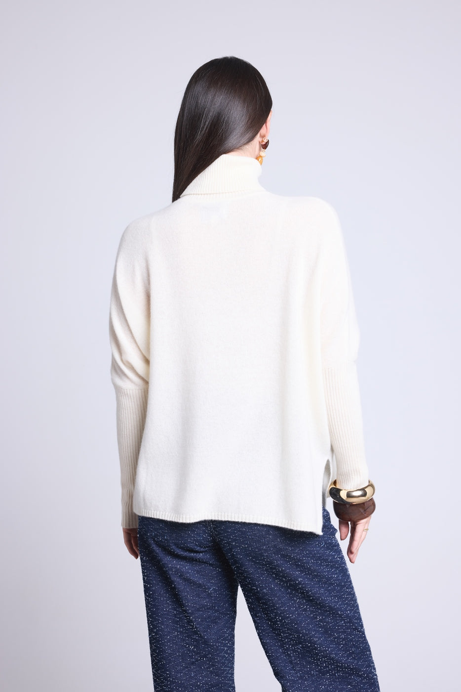 Jersey Cuello Vuelto Poncho Naya - Blanco - Mujer