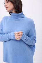 Pull Col Roule Poncho Naya - Bleu Ciel - Femme