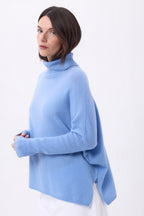 Pull Col Roule Poncho Naya - Bleu Ciel - Femme