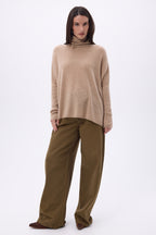 Jersey poncho de cuello alto Naya - Beige crema - Mujer