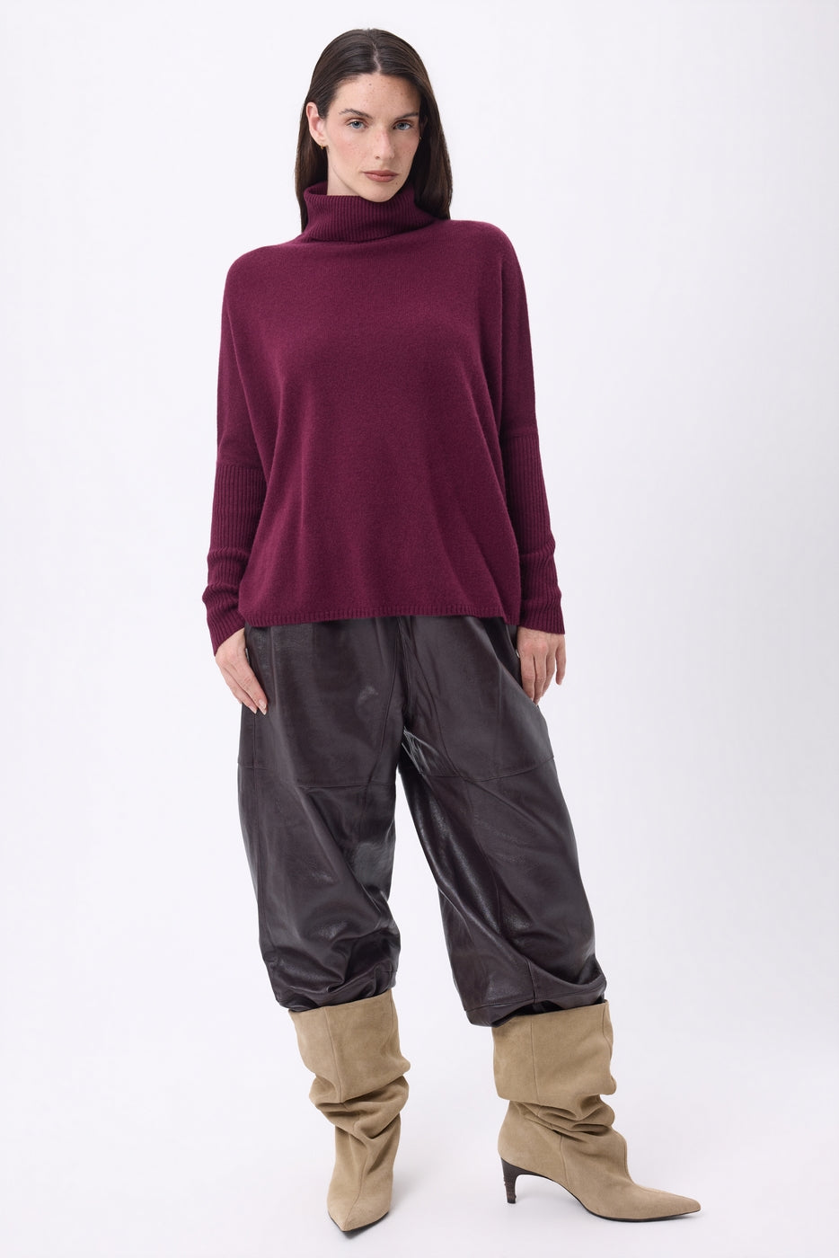 Pull Col Roule Poncho Naya - Lie-De-Vin - Femme