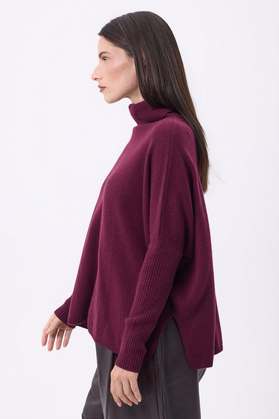 Pull Col Roule Poncho Naya - Lie-De-Vin - Femme