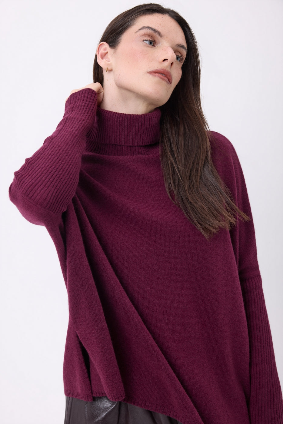 Pull Col Roule Poncho Naya - Lie-De-Vin - Femme