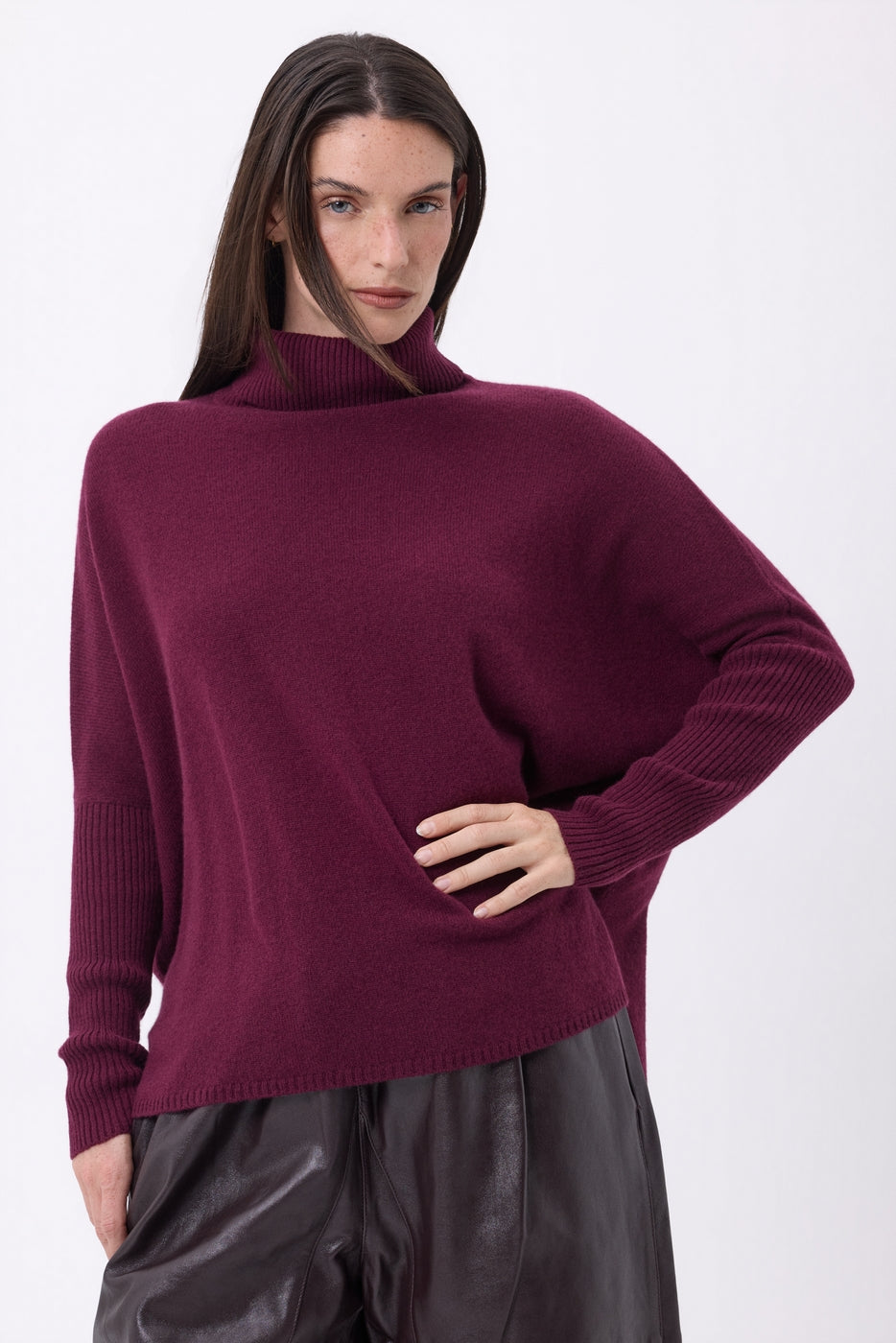 Pull Col Roule Poncho Naya - Lie-De-Vin - Femme