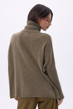Pull Col Roule Poncho Naya - Khaki Chine - Femme