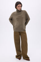 Pull Col Roule Poncho Naya - Khaki Chine - Femme
