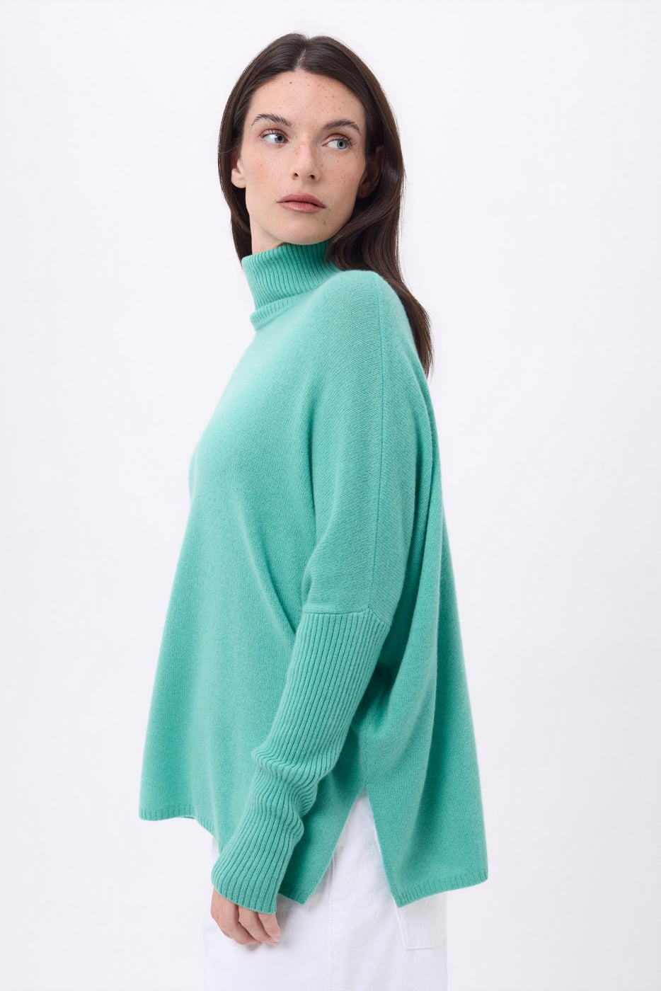 Jersey poncho de cuello alto Naya - Verde pastel - Mujer