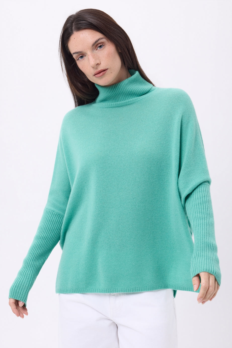 Jersey poncho de cuello alto Naya - Verde pastel - Mujer