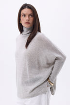 Jersey poncho de cuello alto Naya - Gris claro - Mujer