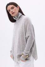 Jersey poncho de cuello alto Naya - Gris claro - Mujer