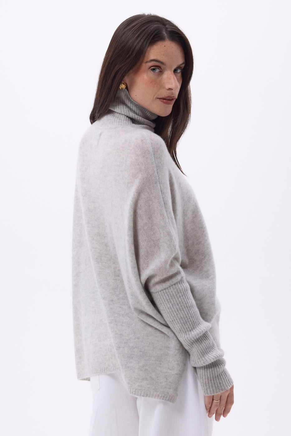 Jersey poncho de cuello alto Naya - Gris claro - Mujer