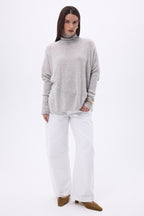 Jersey poncho de cuello alto Naya - Gris claro - Mujer