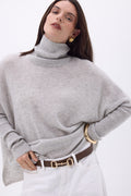 Jersey poncho de cuello alto Naya - Gris claro - Mujer