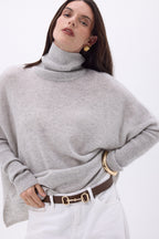 Jersey poncho de cuello alto Naya - Gris claro - Mujer