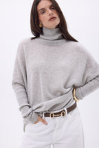 Jersey poncho de cuello alto Naya - Gris claro - Mujer