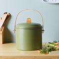 Indoor Steel Compost Bin with Bamboo Handle - 7 Litres - Green