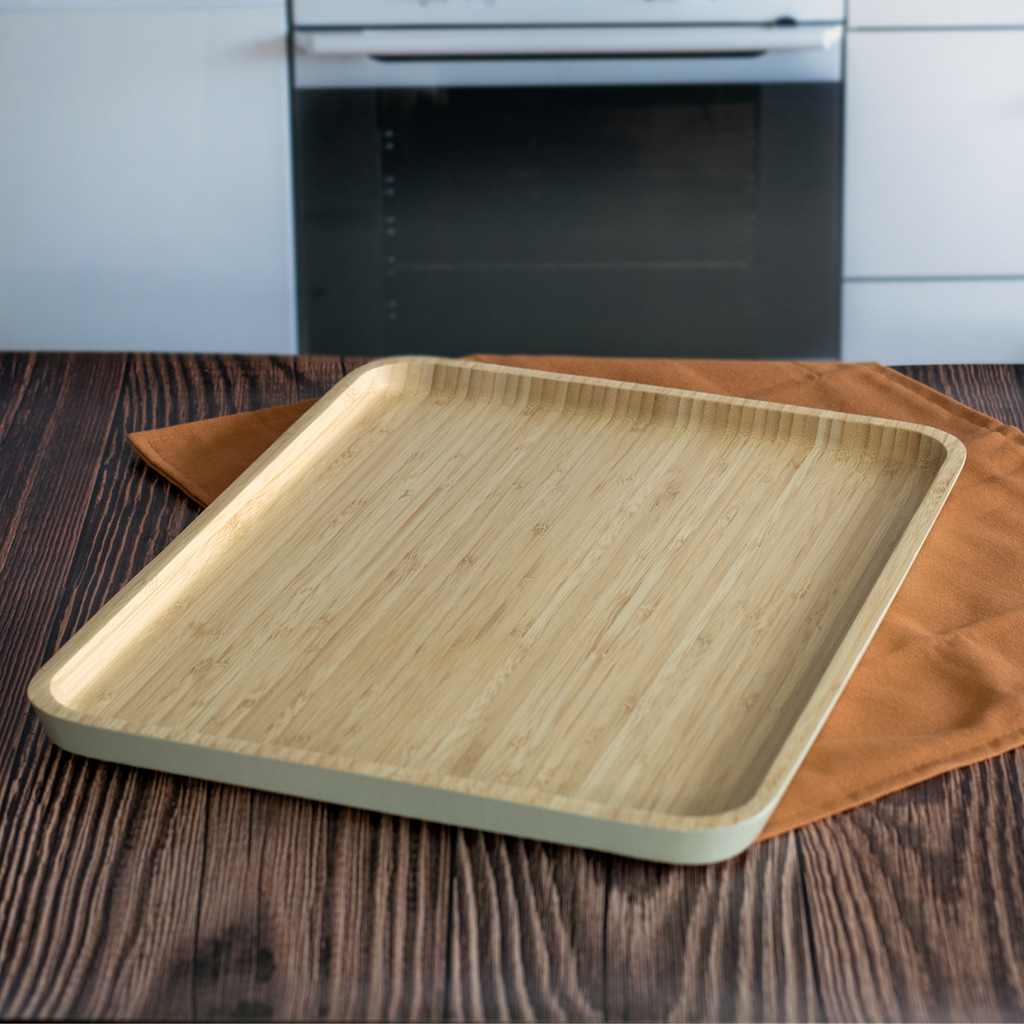 Bamboo Serving Tray - Cream