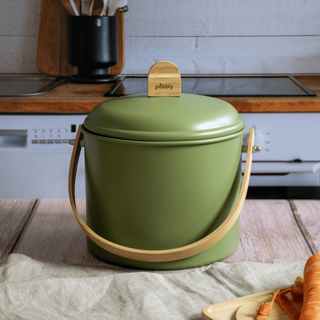 Seau À Compost En Acier Avec Filtre À Charbon - 3,5 L - Olive