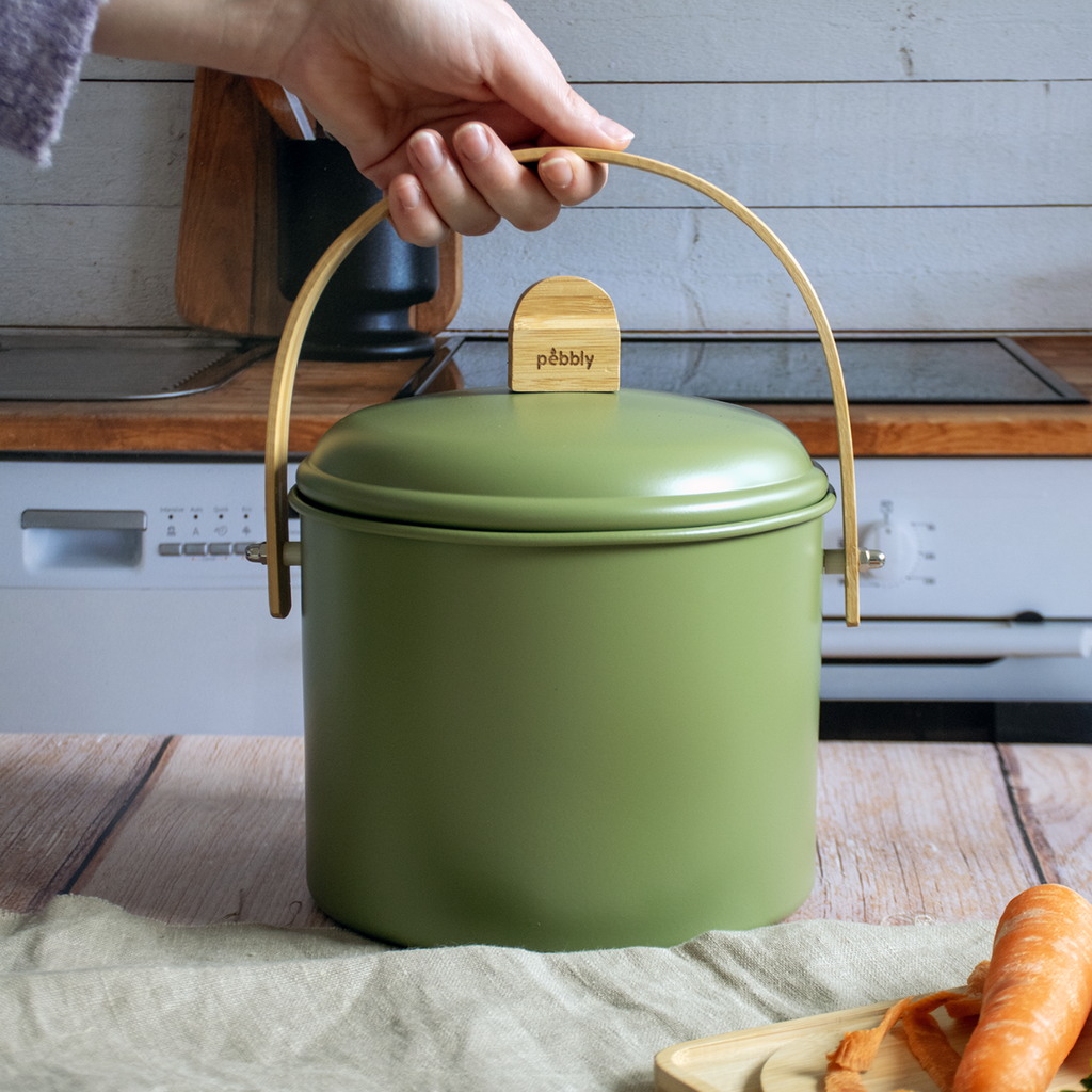 Seau À Compost En Acier Avec Filtre À Charbon - 3,5 L - Olive