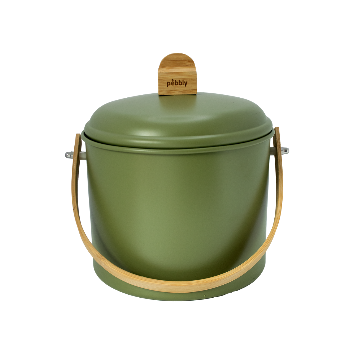Cubo de abono de acero para interiores con filtro de carbón a prueba de olores - 3,5 L - Oliva