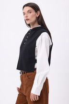 Cagoule Plastron Boutons Dorés Neo - Noir - Femme