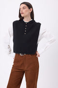 Cagoule Plastron Boutons Dorés Neo - Noir - Femme