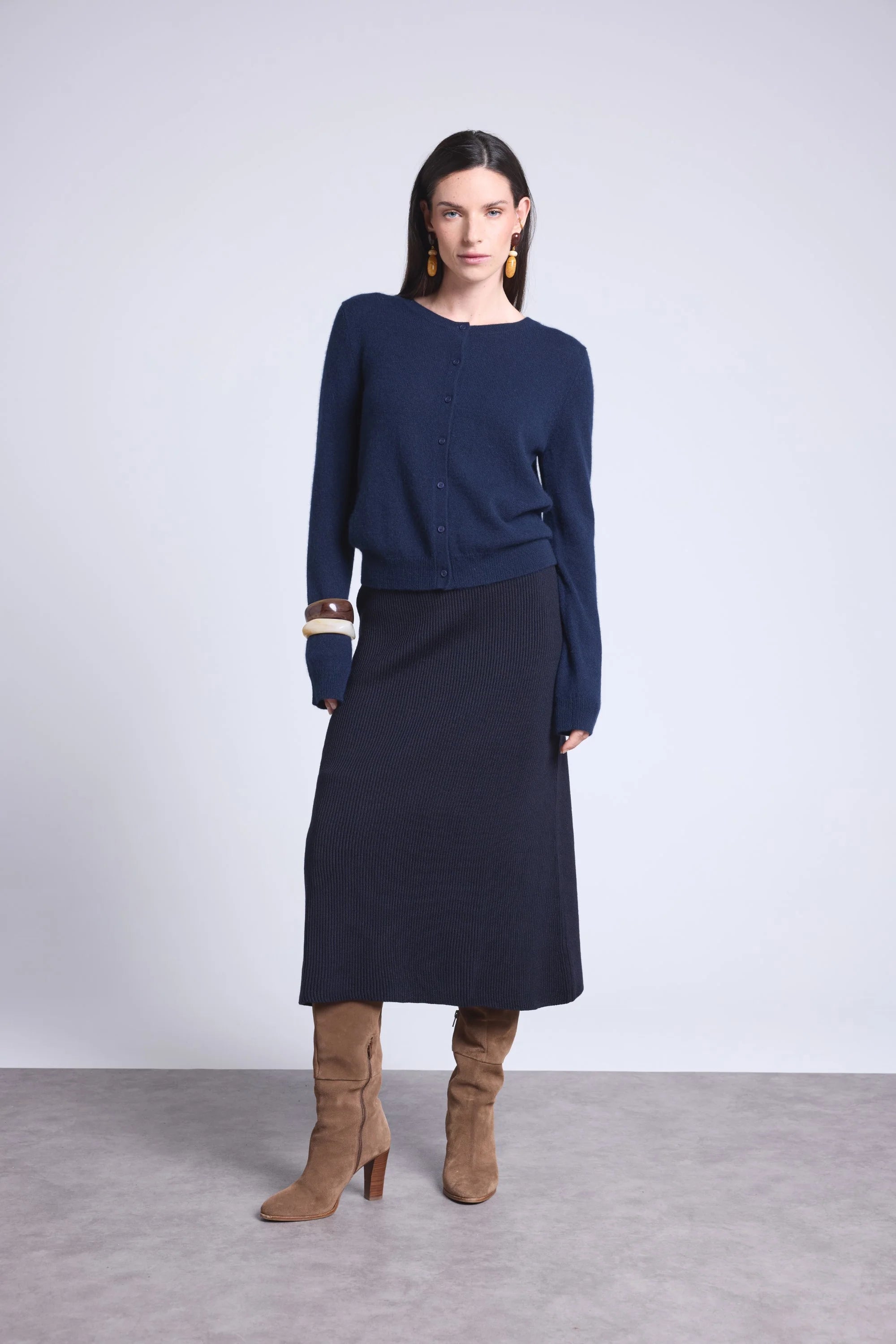 Cárdigan Cuello Redondo Neva - Azul Marino - Mujer