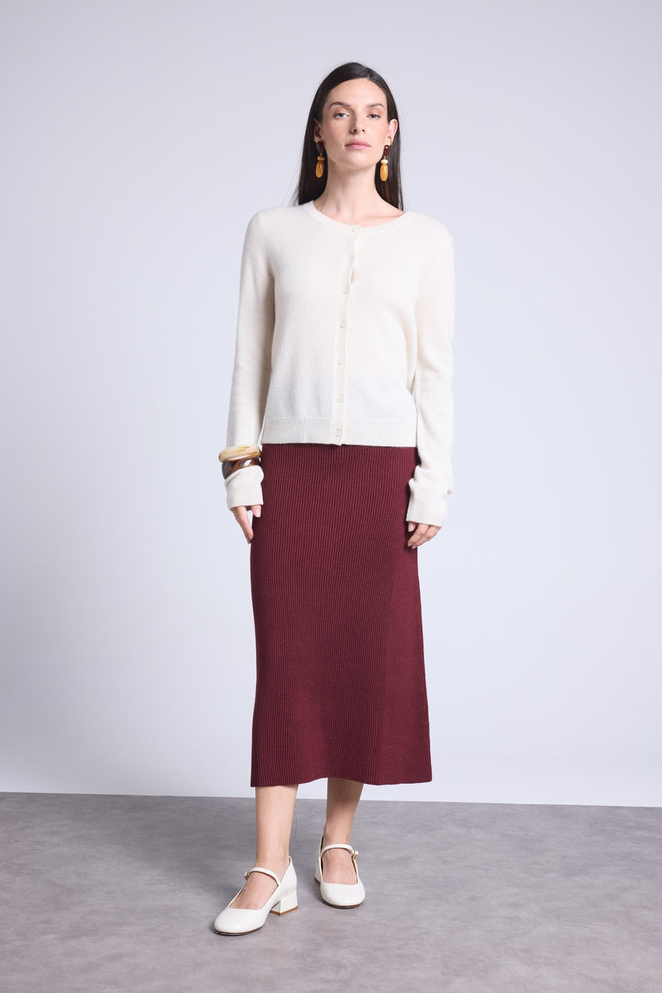 Cárdigan de cuello redondo Neva - Blanco - Mujer